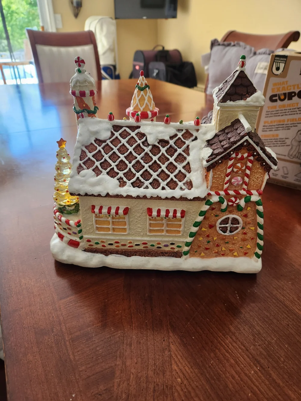 Vintage Cracker Barrel Holiday Gingerbread LED Decorative House - Multicolor